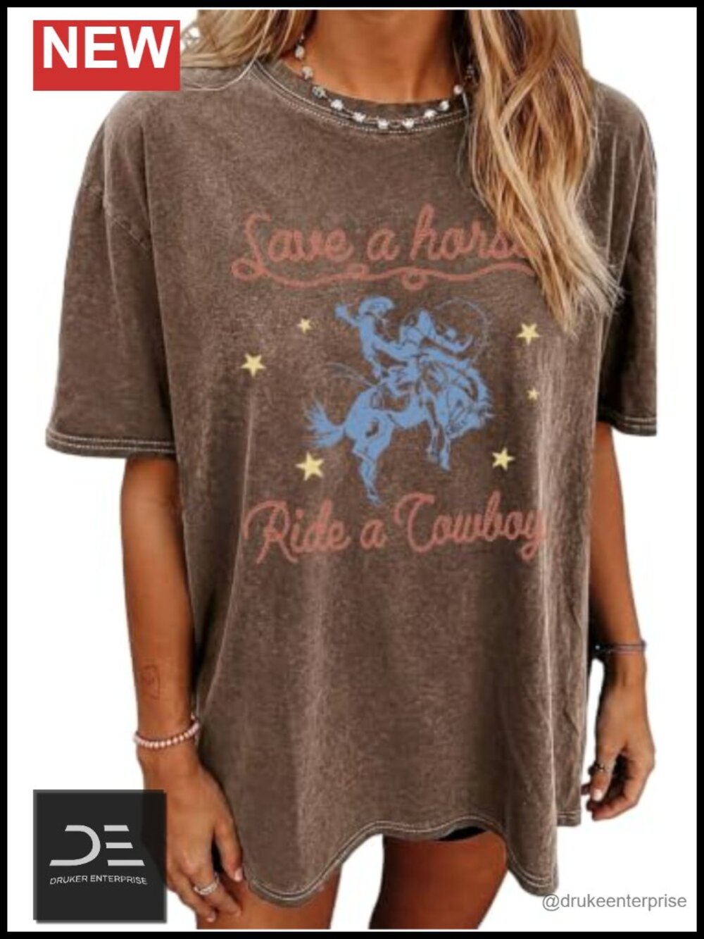 Oversized Western Graphic T-Shirt Country Cowgirl Vintage Tee